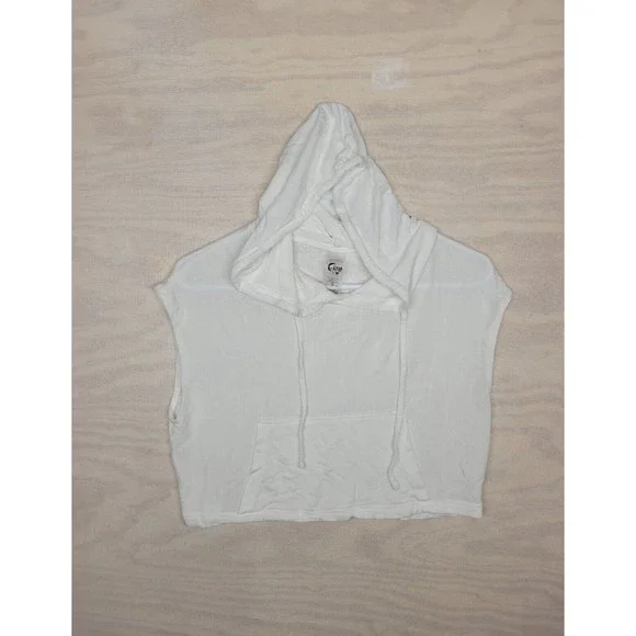 Zyia Active Women's Size Small Cropped Hoodie Sleeveless White Lightweight - Picture 1 of 8
